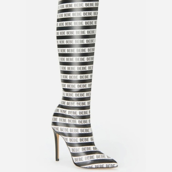 Size 8 "NEW" BEBE Over Knee Logo Boots - Picture 1 of 7